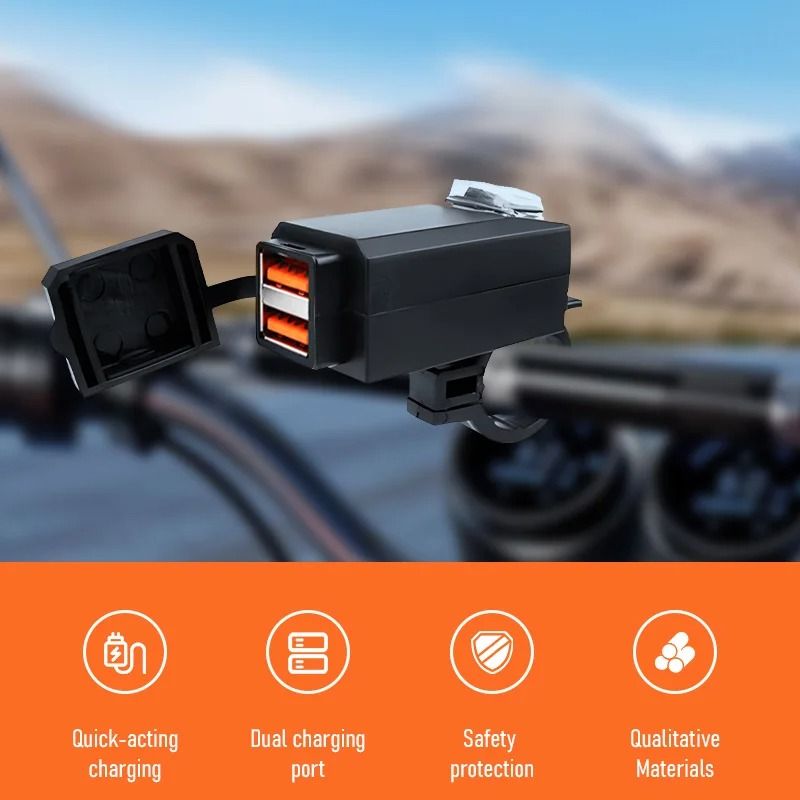 QC30 Dual USB Waterproof Motorcycle Handlebar Charger And Quick Charge Power Adapter 1
