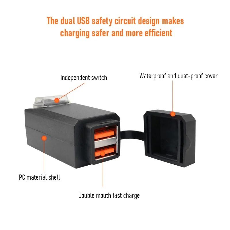 QC30 Dual USB Waterproof Motorcycle Handlebar Charger And Quick Charge Power Adapter 3