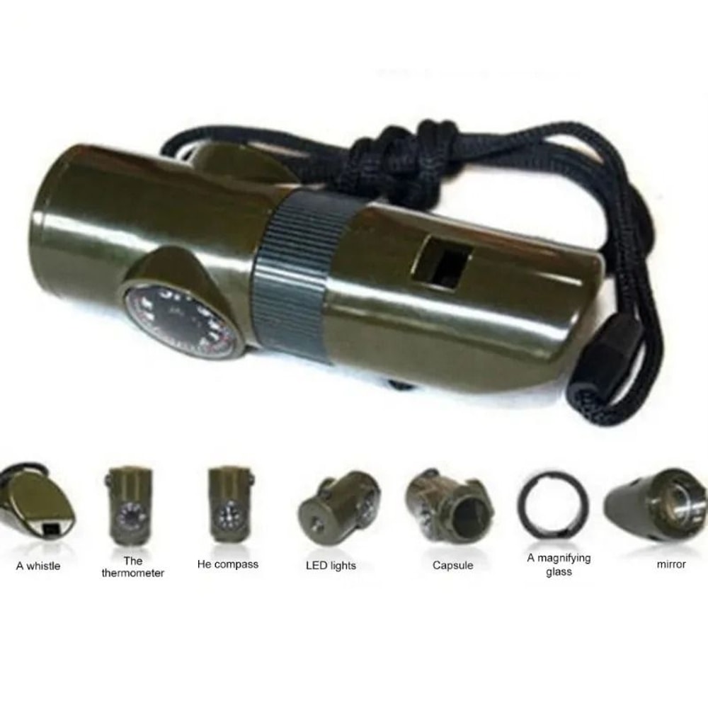7in1 Jungle Survival Whistle With Integrated Compass LED Light And Rescue Tools 3