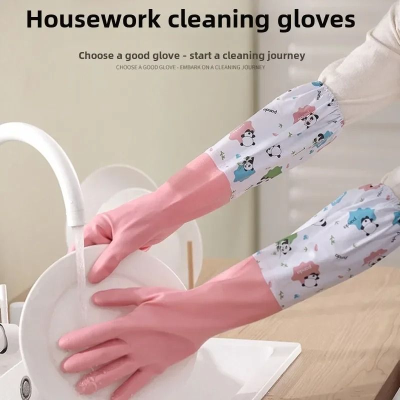 Womens Extended Waterproof Kitchen Gloves For Heavy Duty Dishwashing And Cleaning 3
