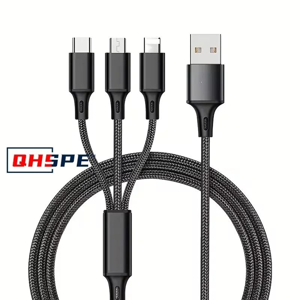 3in1 Universal Fast Charging USB Cable With Micro TypeC And Lightning Interface 0