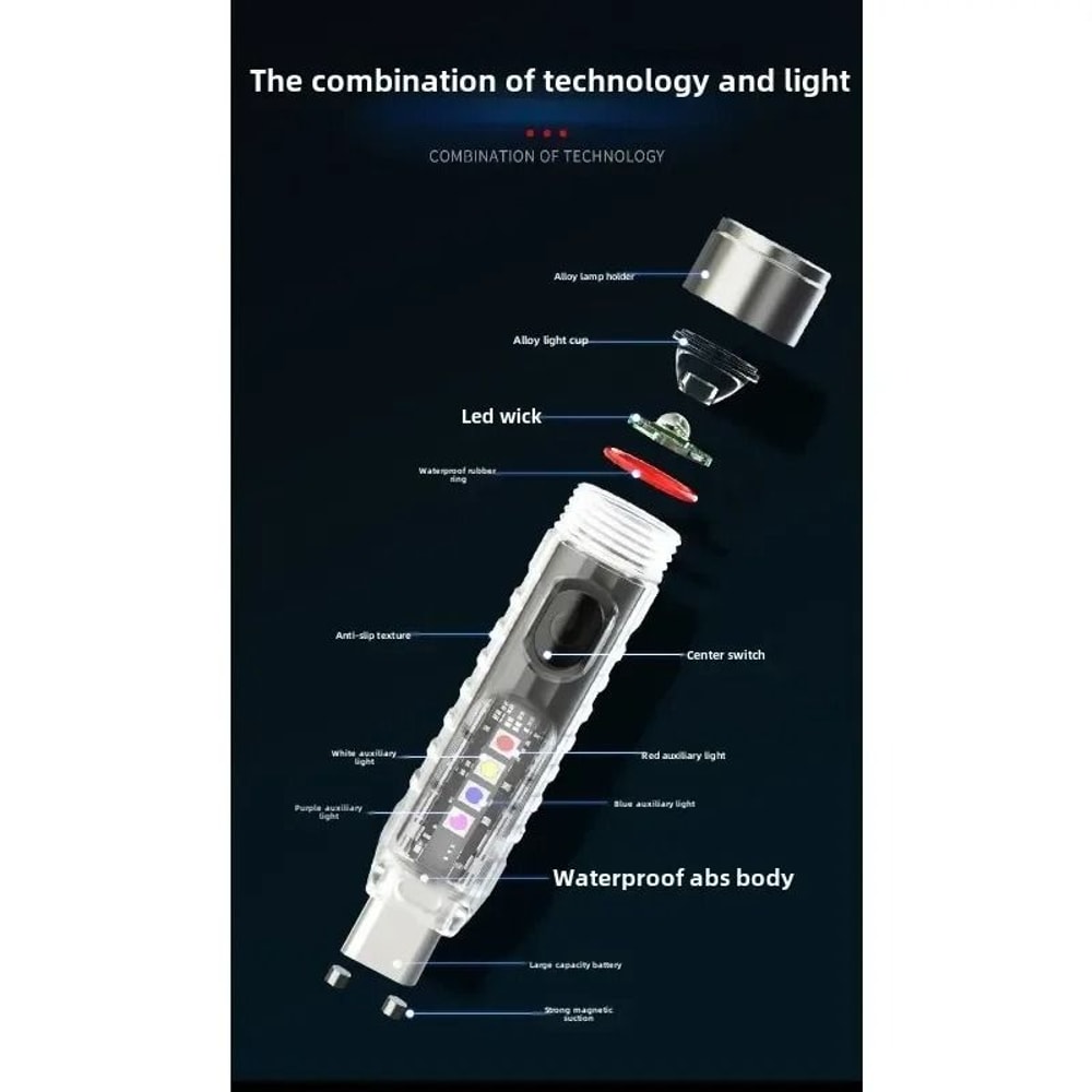 UltraPortable 12g LED Keychain Flashlight And MultiMode Magnetic Warning Light 5