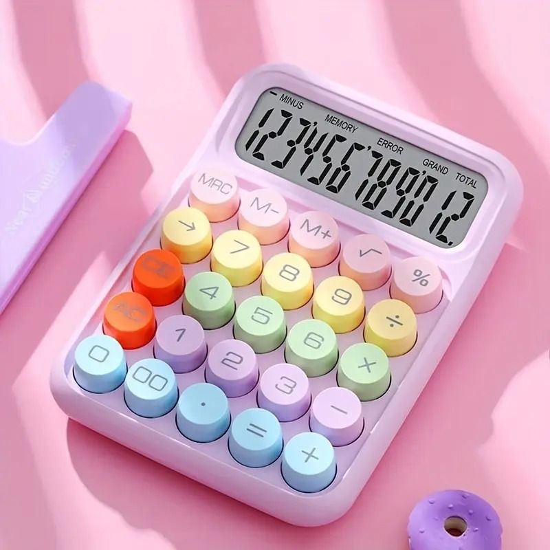 12Digit Mechanical Keyboard Calculator And Cute CandyColored Office Desktop Accessory 3