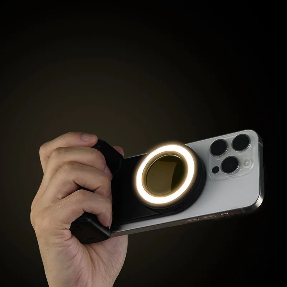 Magnetic Smartphone Camera Handle Grip With Detachable 30M Bluetooth Remote And Fill Light 2