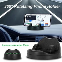 360-degree rotation car dashboard phone mount with head-up display and luminous number plate