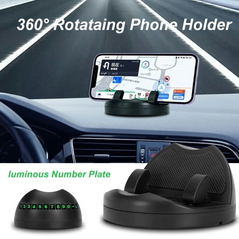 360Degree Rotation Car Dashboard Phone Mount With HeadUp Display And Luminous Number Plate 0