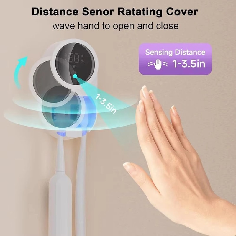 Smart Toothbrush Sanitizer Holder And HighPerformance Air Drying WallMounted System 1