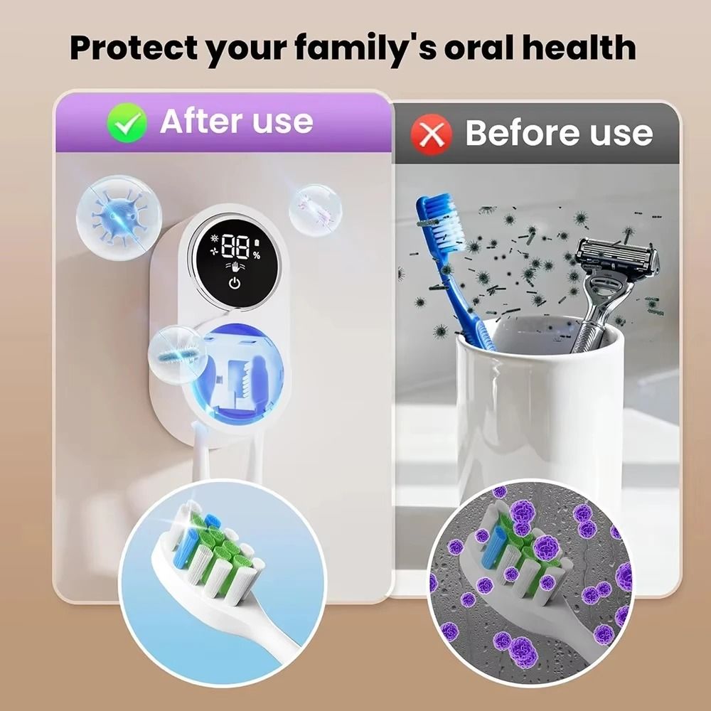 Smart Toothbrush Sanitizer Holder And HighPerformance Air Drying WallMounted System 3