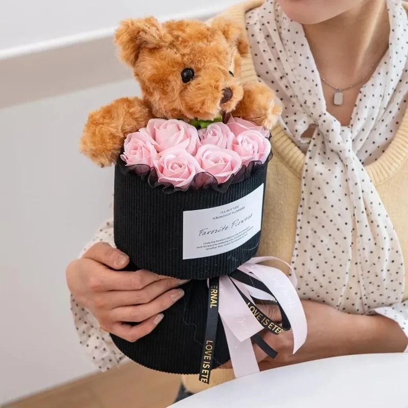 Romantic Teddy Bear Rose Bouquet And HighPerformance Artificial Floral Gift System 2