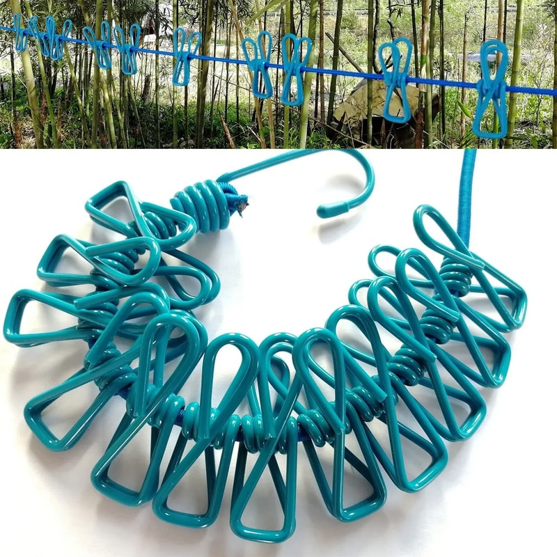 Elastic Windproof Clothesline And HighPerformance 12Clip Portable Drying System 0