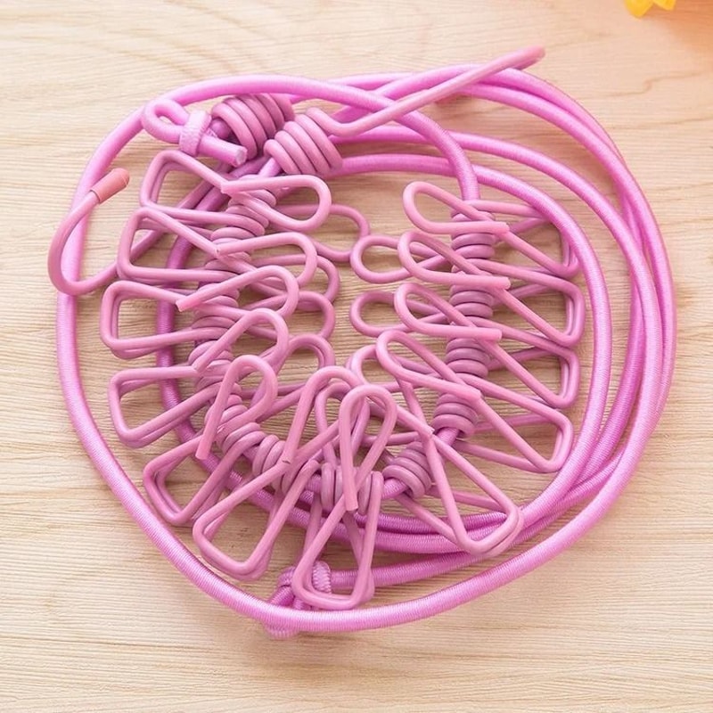 Elastic Windproof Clothesline And HighPerformance 12Clip Portable Drying System 6