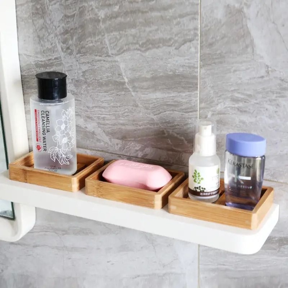 Natural Bamboo Soap Dish And HighPerformance Drainage Countertop Storage System 3