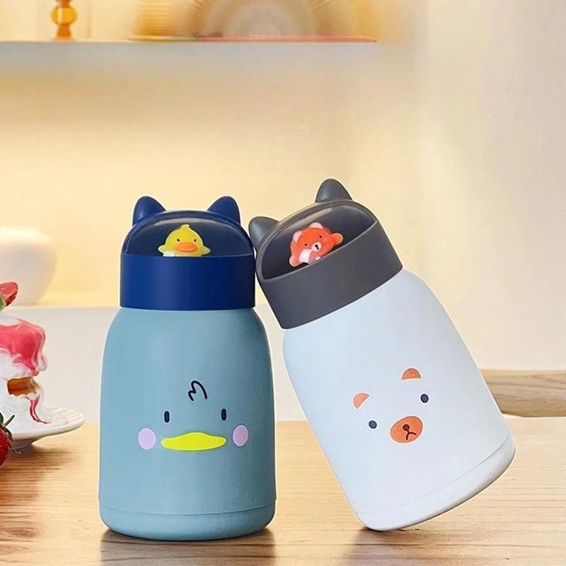 INS Cartoon Animal Water Bottle And HighPerformance ThreeDimensional Cute Big Belly Portable Cup 1