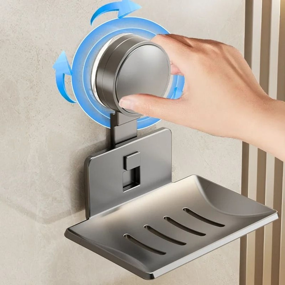 NoDrill WallMounted Soap Storage Shelf And HighPerformance Suction Cup Drain Rack 1