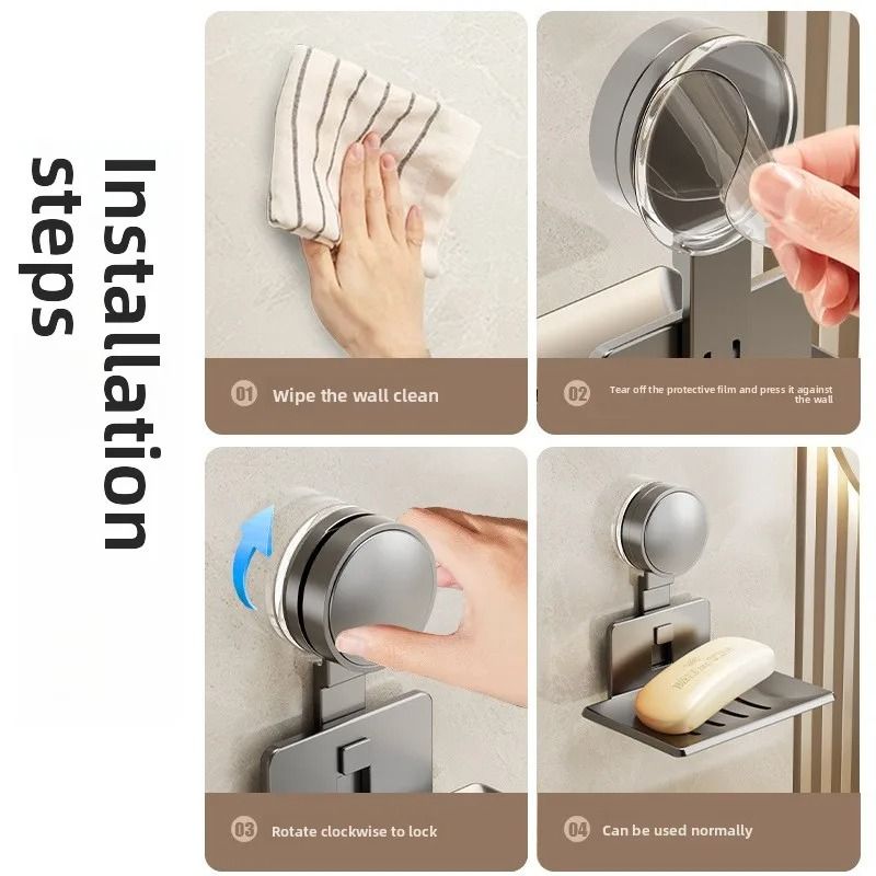 NoDrill WallMounted Soap Storage Shelf And HighPerformance Suction Cup Drain Rack 2