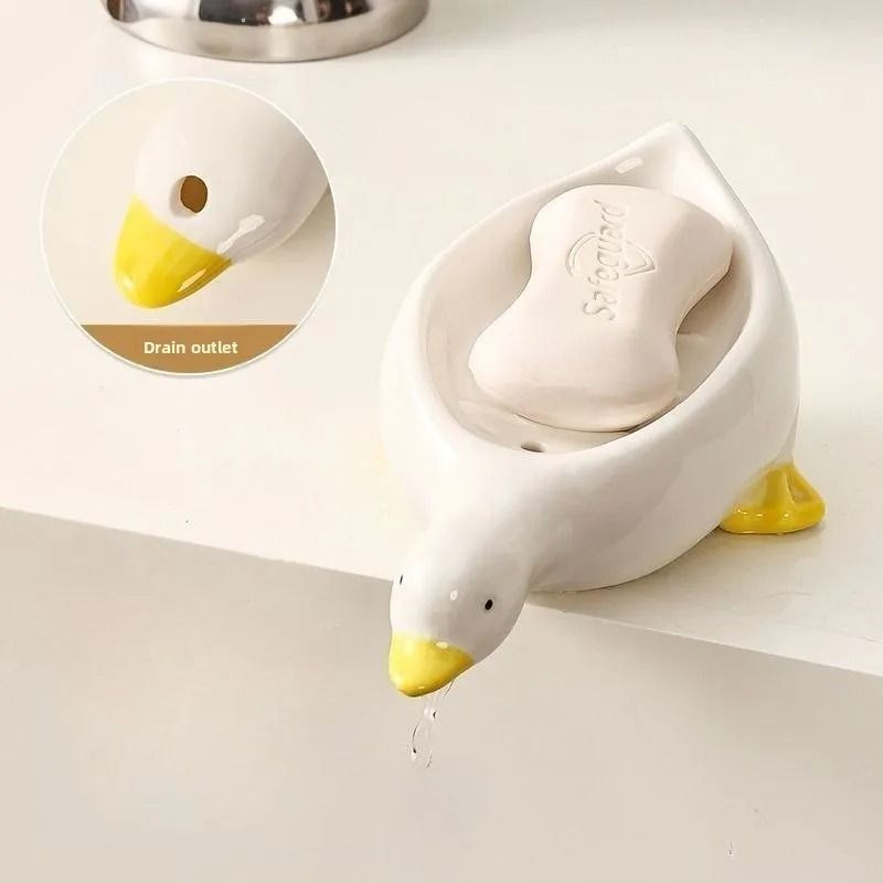 Cute Duck Shaped Soap Holder And HighPerformance SelfDraining Bathroom Storage Rack 0