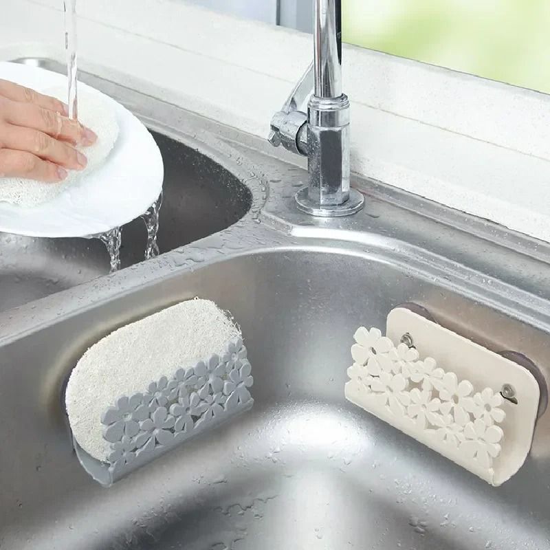 Floral Suction Sponge Holder And HighPerformance Sink Organization Architecture 0