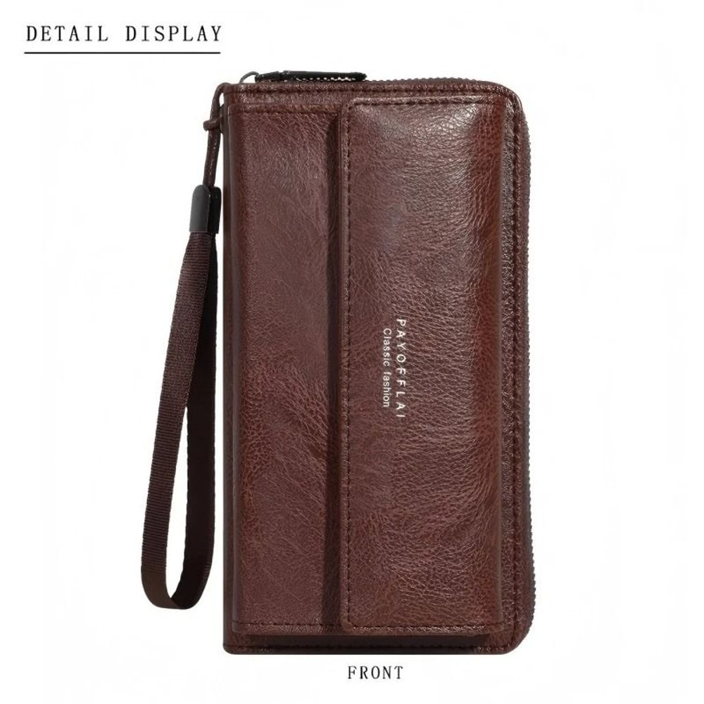 HOMEFISH Mens PU Zipper Clutch And HighPerformance LargeCapacity Wallet Architecture 8