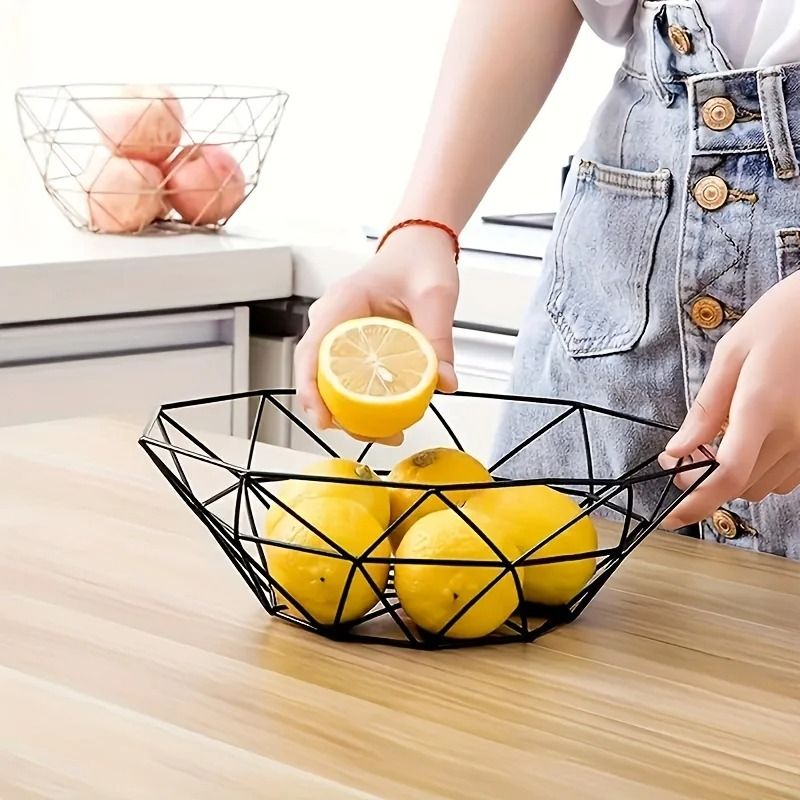Geometric Iron Wire Fruit Bowl And HighPerformance Countertop Organization Architecture 2