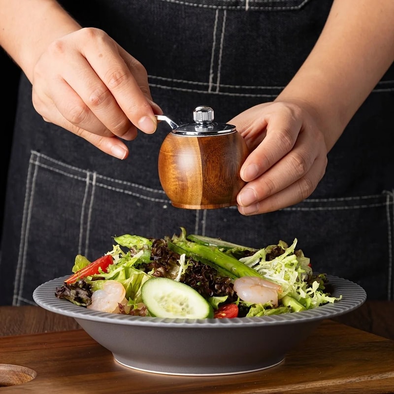 Artisan Acacia Solid Wood Pepper Mill Salt Grinder Set 4