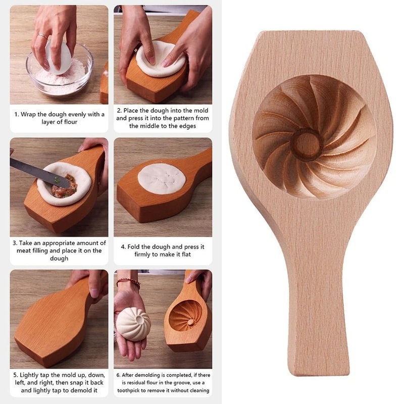 Wooden Steamed Bun Mold And HighFidelity Traditional Pastry Architecture 3