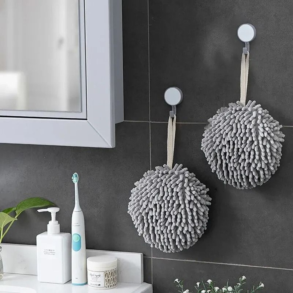 Hanging Soft Chenille Hand Towel Ball With QuickDry Absorbent Microfiber For Kitchen Bathroom 3