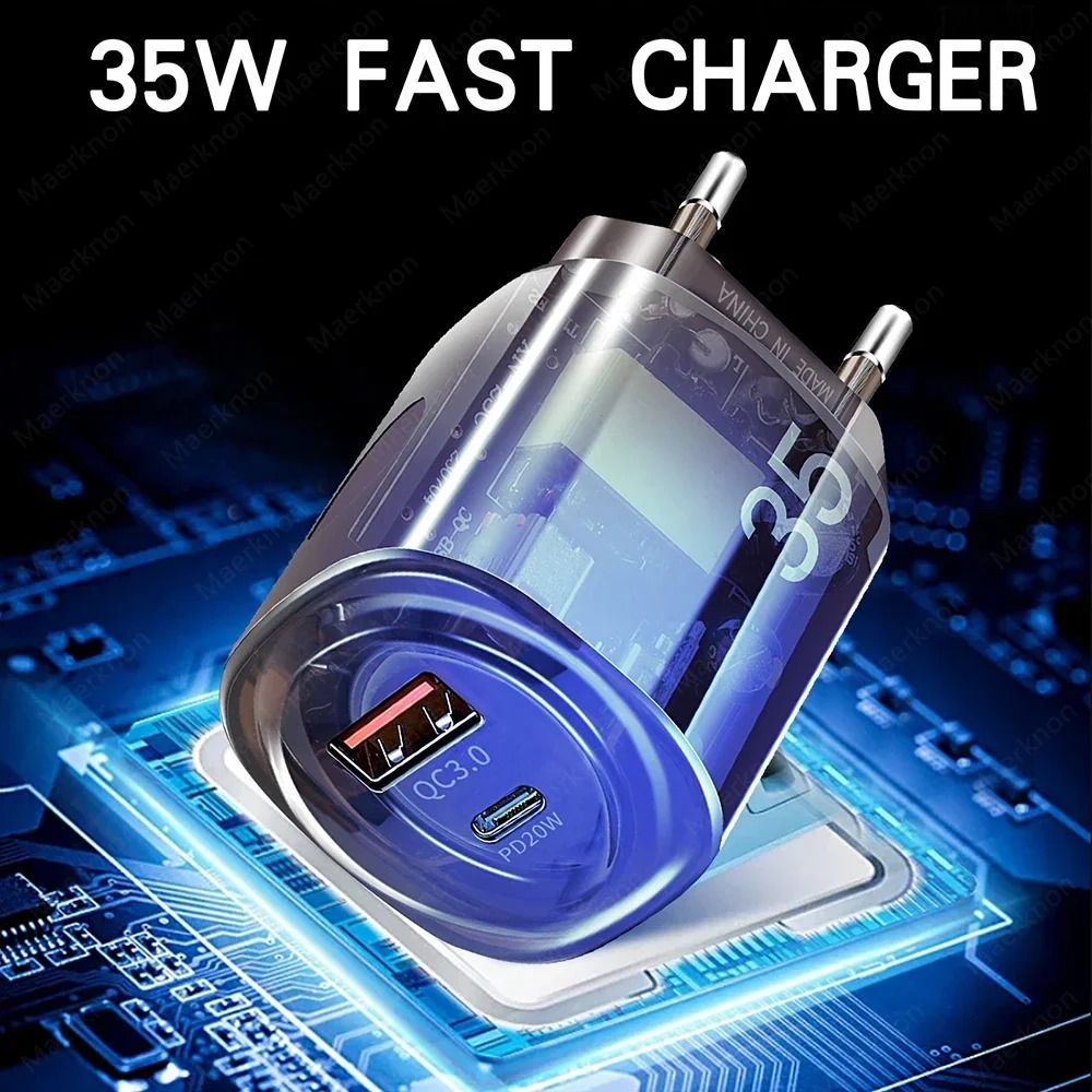 35W Dual Port USBA Type C Fast Charging Wall Charger Adapter 1