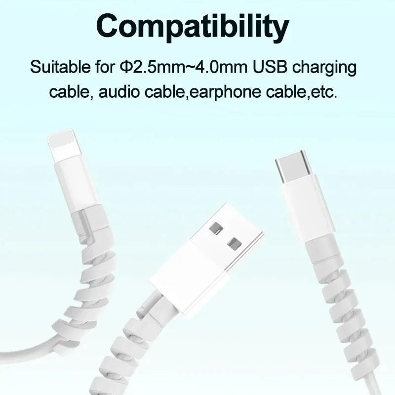 10PCS Silicone Spiral Data Cable Protectors And USB Wire Savers 2