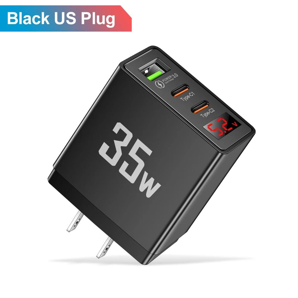 Gemini Said 35W LED Display Quick Charge 30 PD Type C Wall Charger Adapter 8