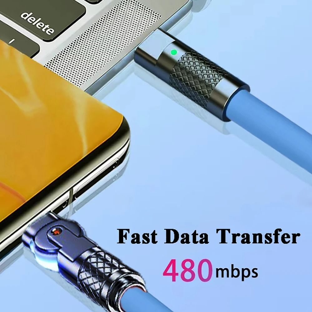120W 6A 180Degree Rotation HighFidelity TypeC Fast Charging Cord 4