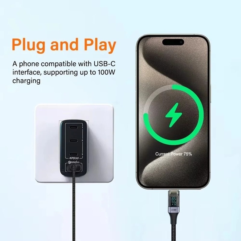 100W PD HighFidelity USBC To USBC Super Fast Charging Data Cord 2