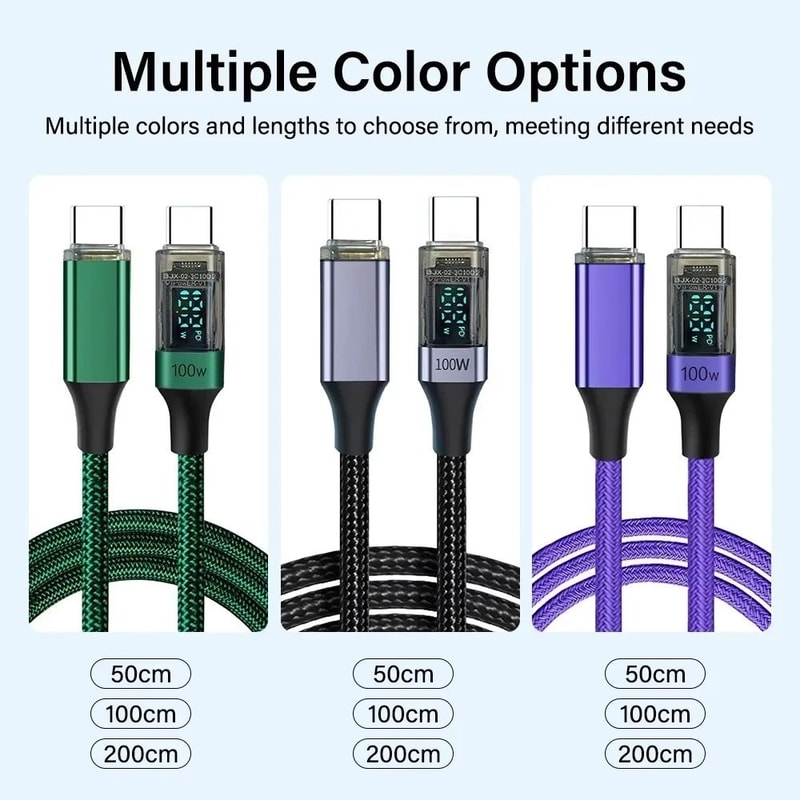100W PD HighFidelity USBC To USBC Super Fast Charging Data Cord 5