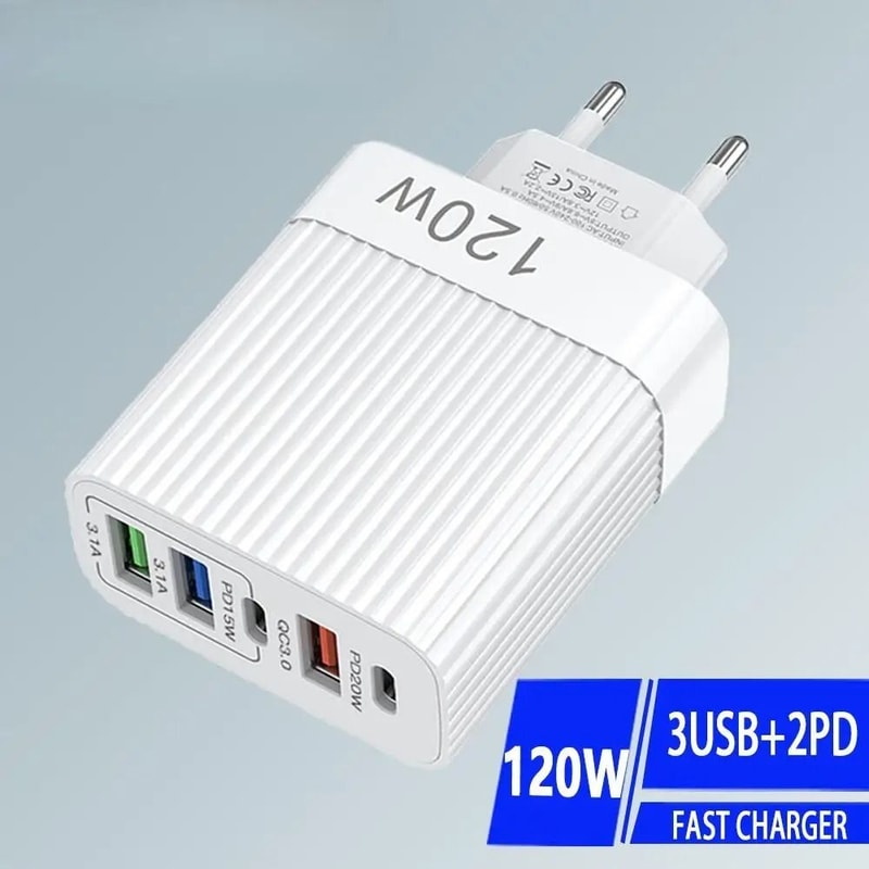 120W 5Port HighFidelity USBC And QC30 Fast Charging Power Hub 0