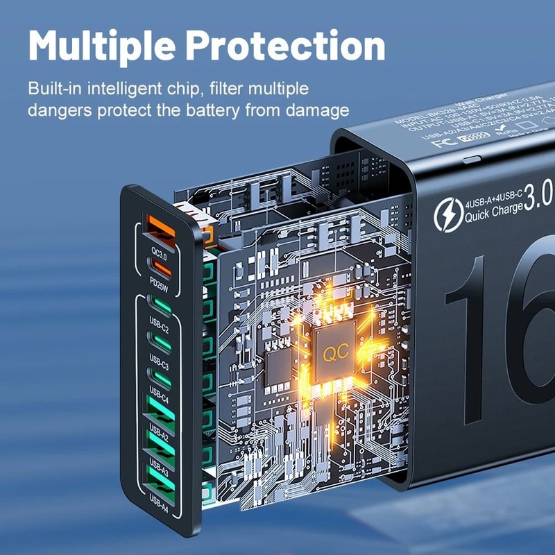 150W HighFidelity 8Port USBC And PD Fast Charging Desktop Power Hub 3