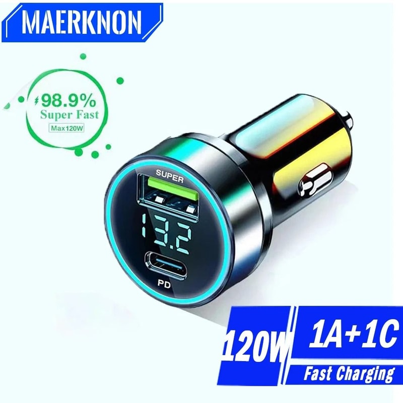 120W HighFidelity USBC Super Fast Car Charger And Power Adapter Hub 0