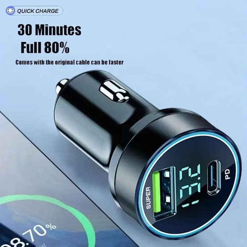 120W HighFidelity USBC Super Fast Car Charger And Power Adapter Hub 4