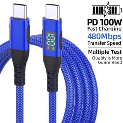 100w pd high-fidelity usb-c to usb-c super fast charging and data sync cord