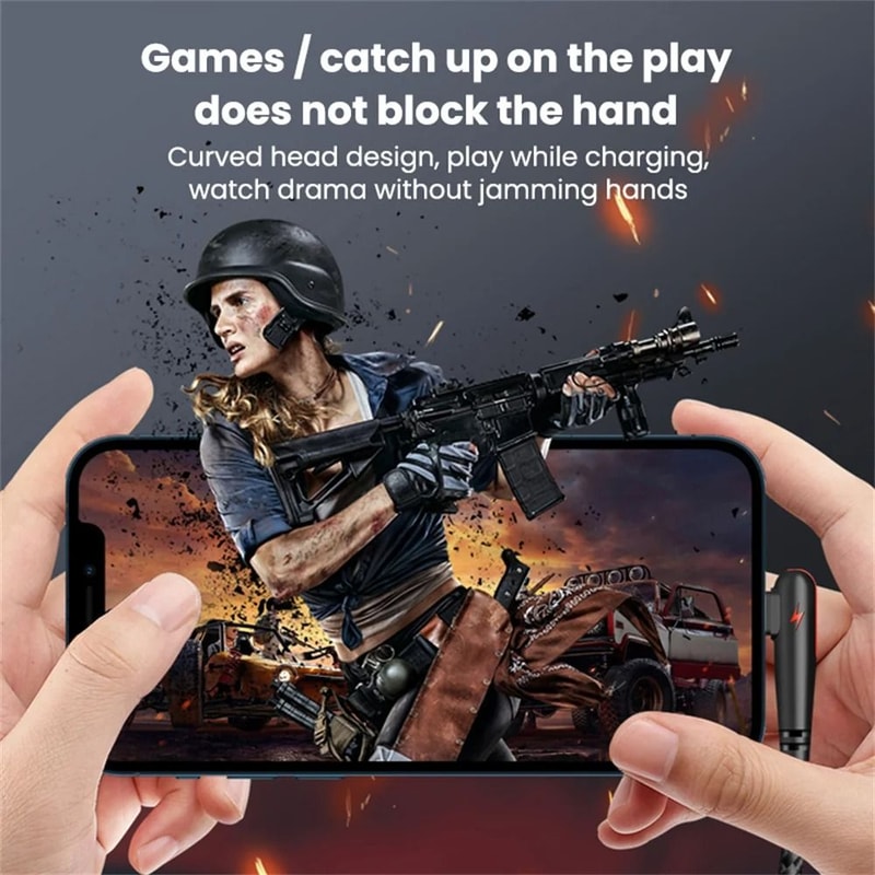 90Degree HighFidelity 120W Super Fast Charging Elbow USBC Data Cord 3