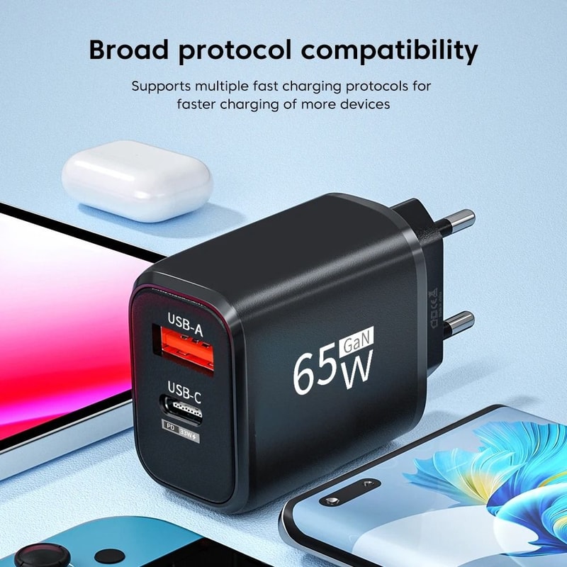 UltraHighFidelity 65W GaN DualNode PD QC TitaniumGrade Wall Power Architecture 2