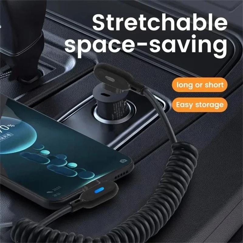 HighSpeed 6A Retractable Spring USBC Fast Charging Cable 2