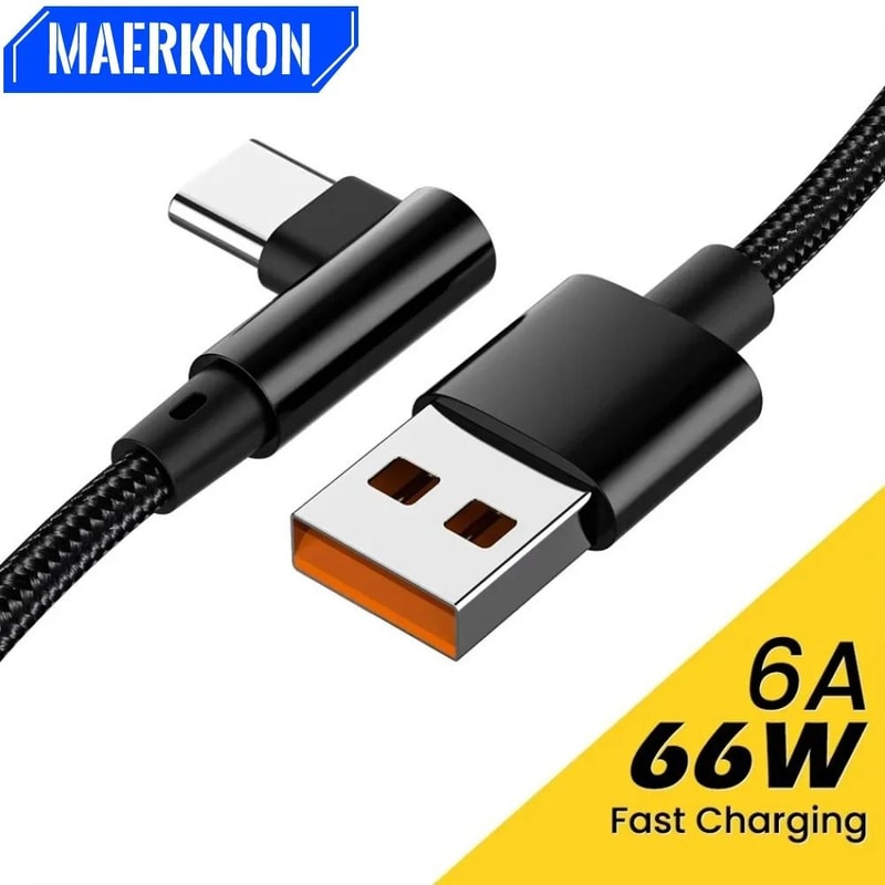 66W 6A HighPower 90Degree Elbow Fast Charging USBC Cable 0