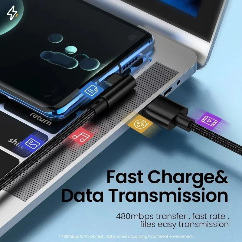66W 6A HighPower 90Degree Elbow Fast Charging USBC Cable 5