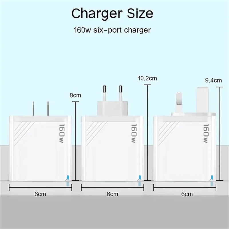 UltraFast 160W MultiPort USBC Wall Charging Station 5