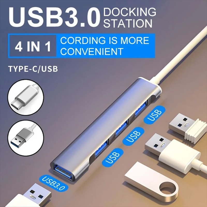 HighSpeed 4in1 USB 30 TypeC MultiPort Hub 0