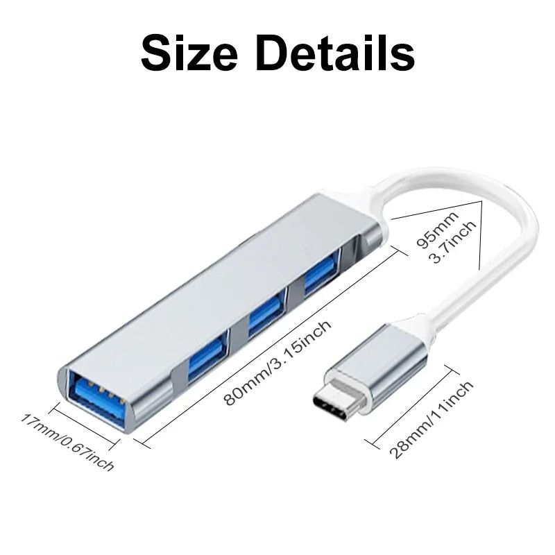 HighSpeed 4in1 USB 30 TypeC MultiPort Hub 3