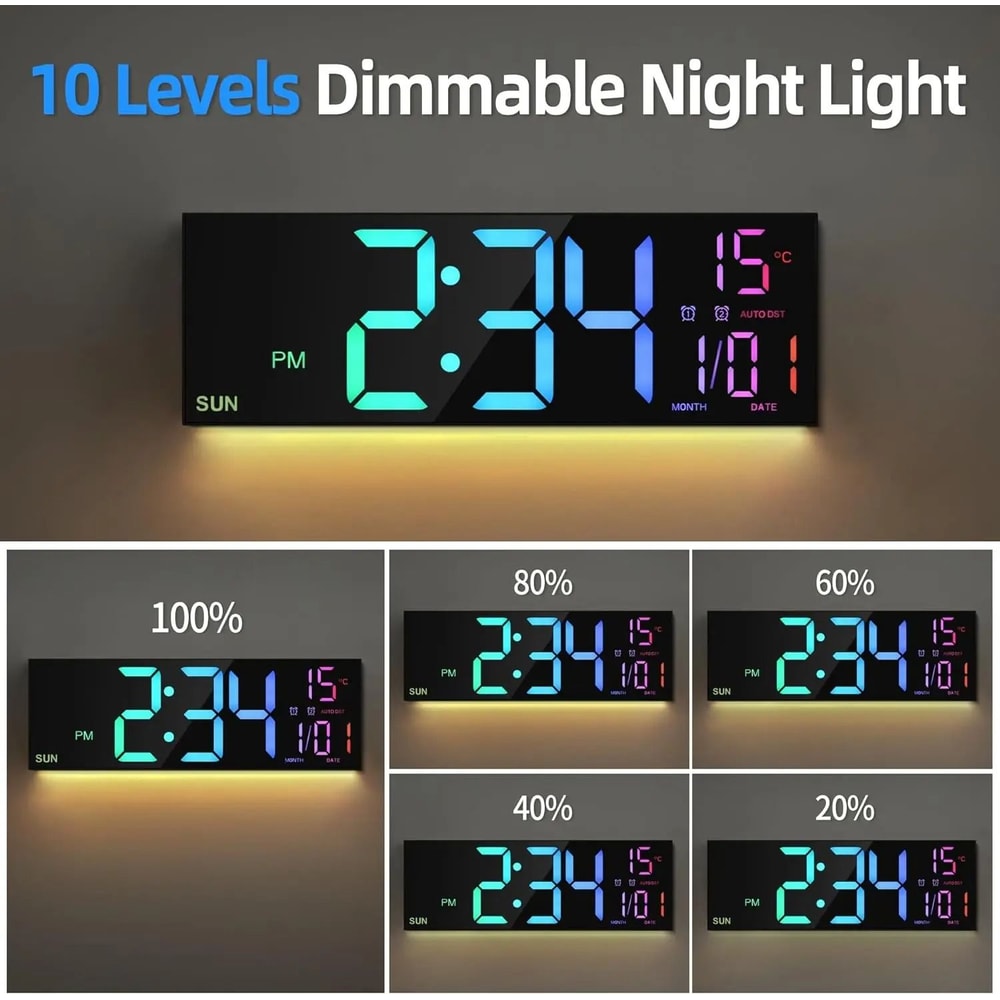 162 Inch UltraWide RGB Digital Wall Clock With Remote Control 4
