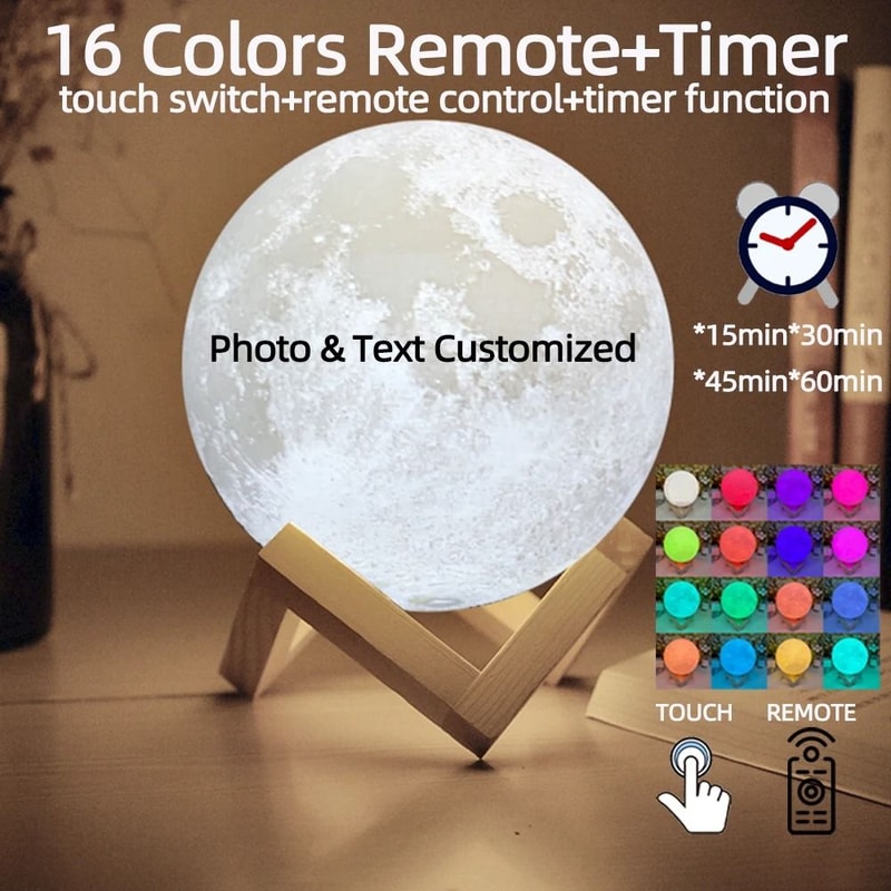 Custom 3D Printed Photo Moon Lamp 9