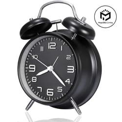 twin bell loud alarm clock with metal frame and backlight for home