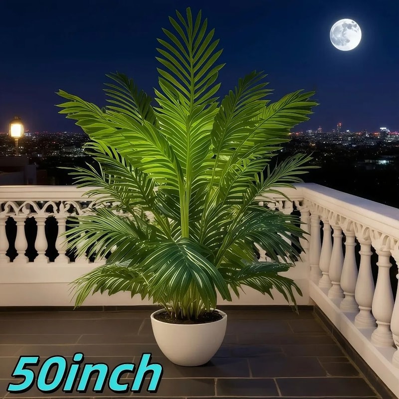 50 Inch Giant Artificial Palm Tree Realistic Full Lush Greenery For Home Decor 1