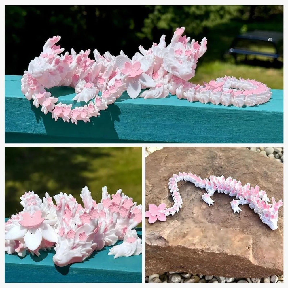 3D Printed Love Cherry Blossom Dragon Movable Joint Model 4